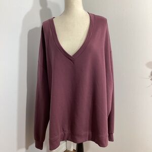 NWT AMAZON WOMAN PLUS 7X PURPLE V-NECK SWEATSHIRT TENCELL BLEND SOFT STRETCHY
